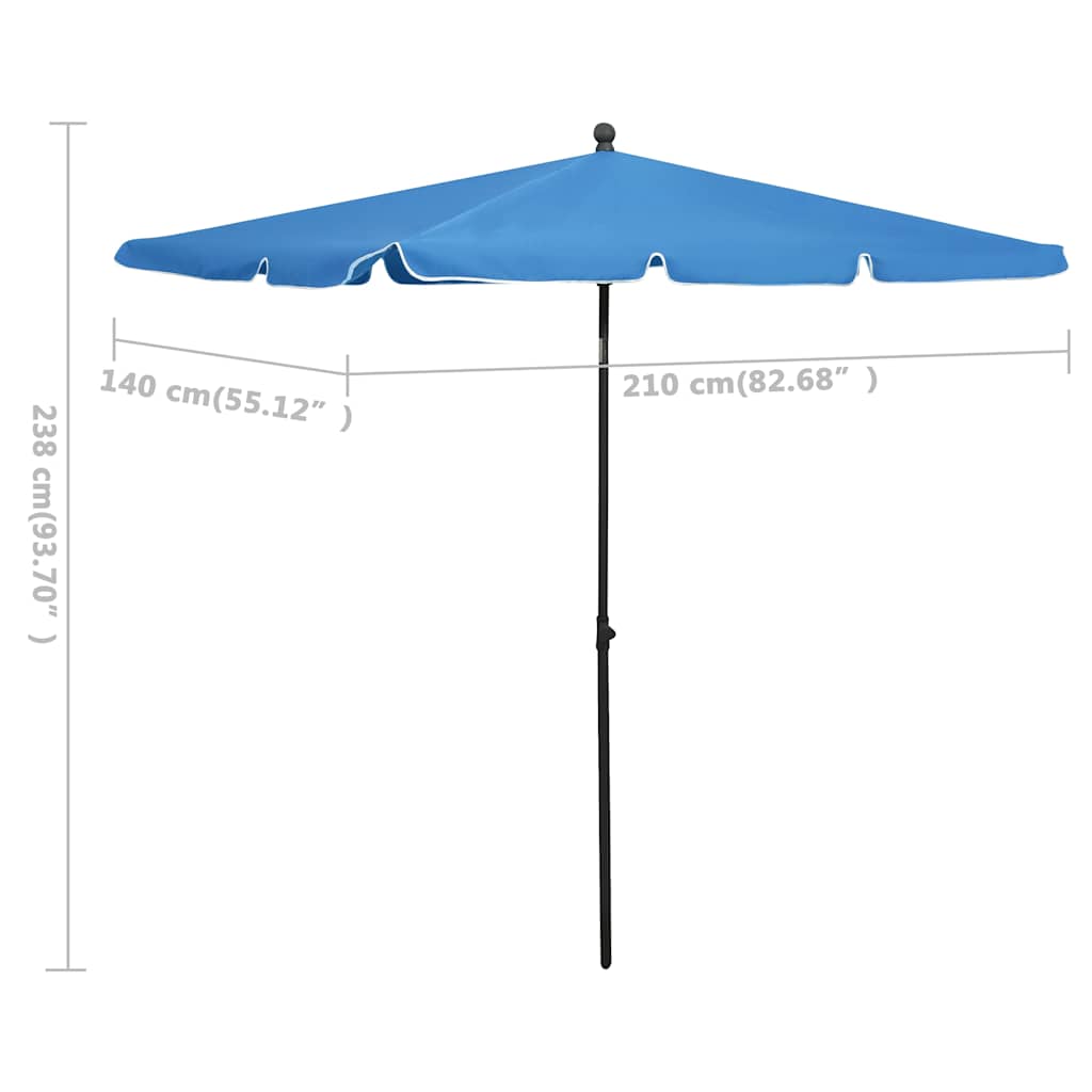 Ombrellone da Giardino con Palo 210x140 cm Azzurro | homemem39