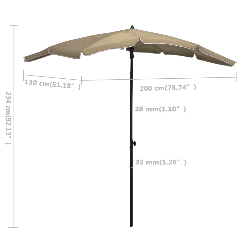 Ombrellone da Giardino con Palo 200x130 cm Tortora - homemem39