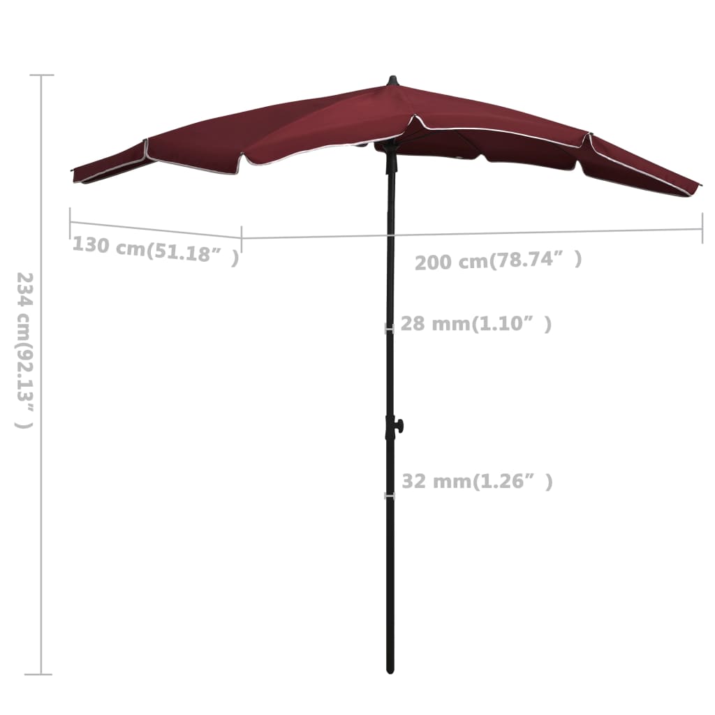Ombrellone da Giardino con Palo 200x130 cm Rosso Bordò | homemem39