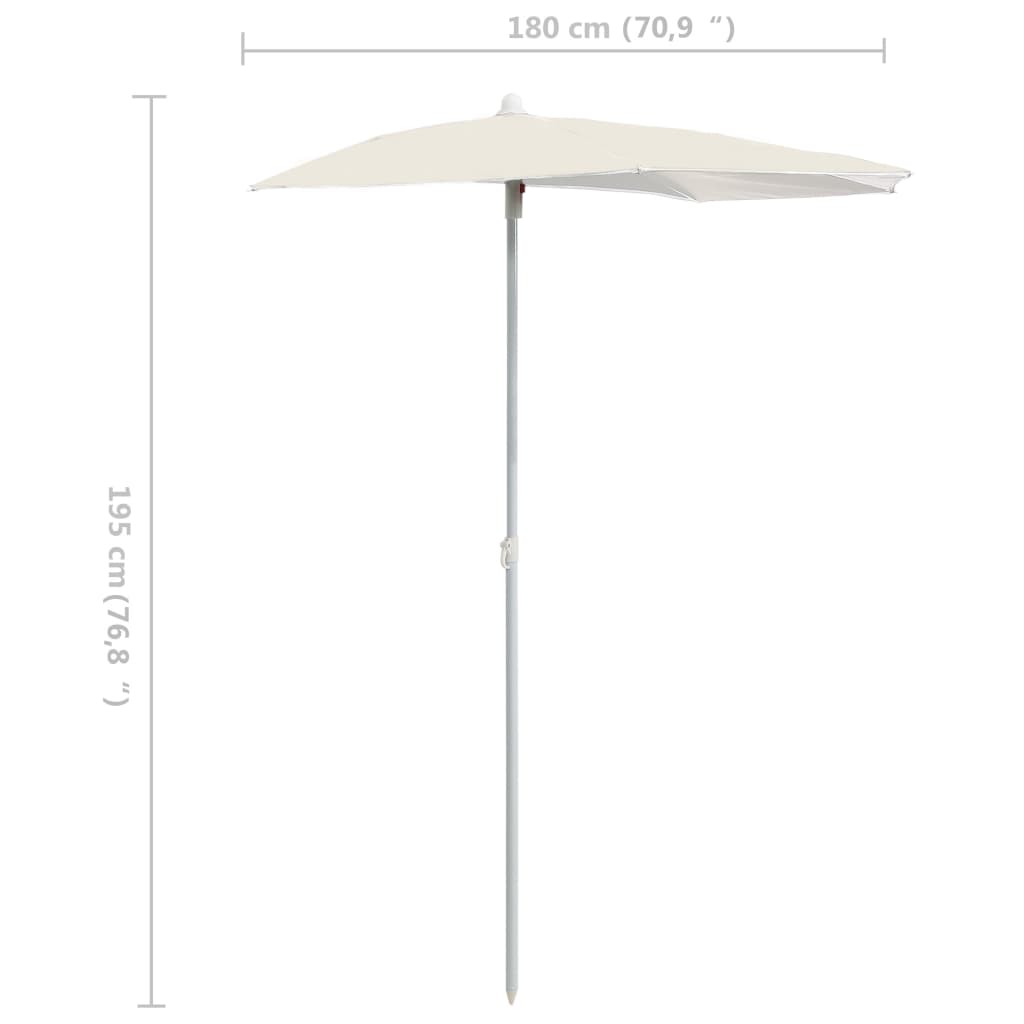Ombrellone Semicircolare da Giardino con Palo 180x90 cm Sabbia | homemem39