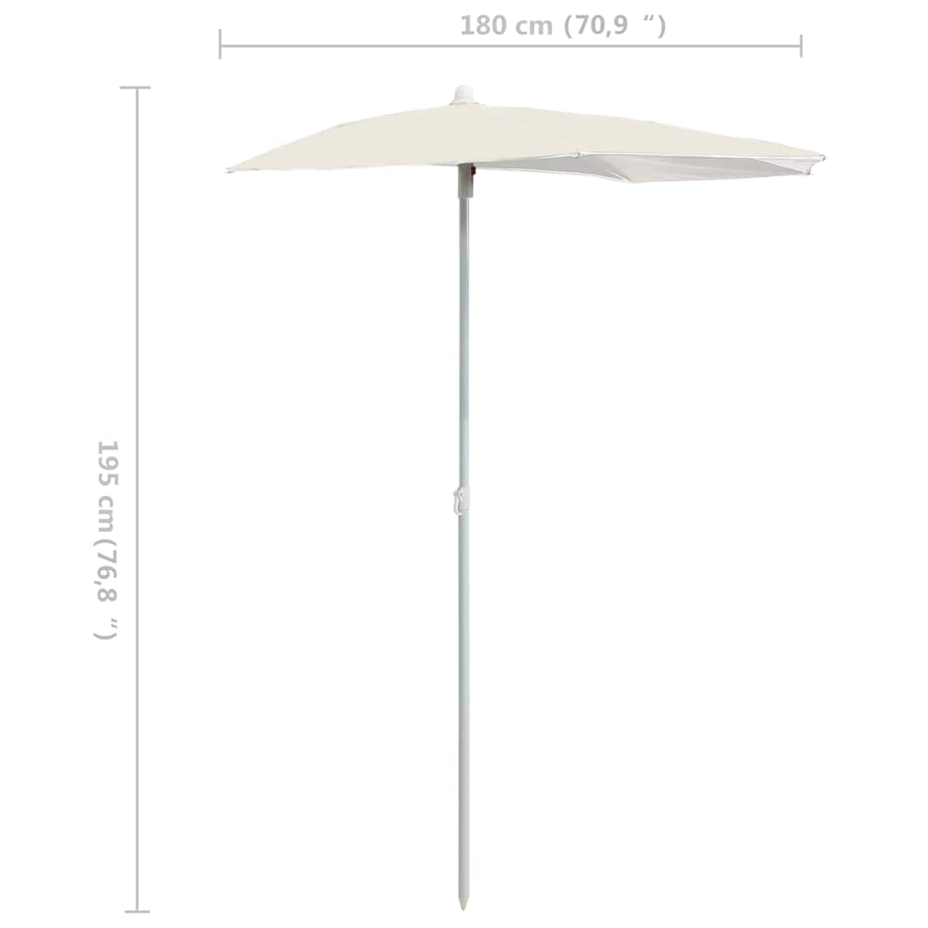 Ombrellone Semicircolare da Giardino con Palo 180x90 cm Sabbia