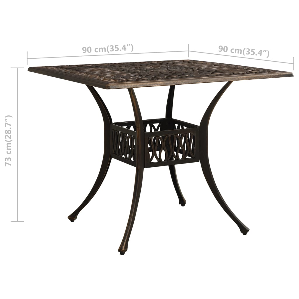 Tavolo da Giardino Bronzo 90x90x73 cm in Alluminio Pressofuso | homemem39