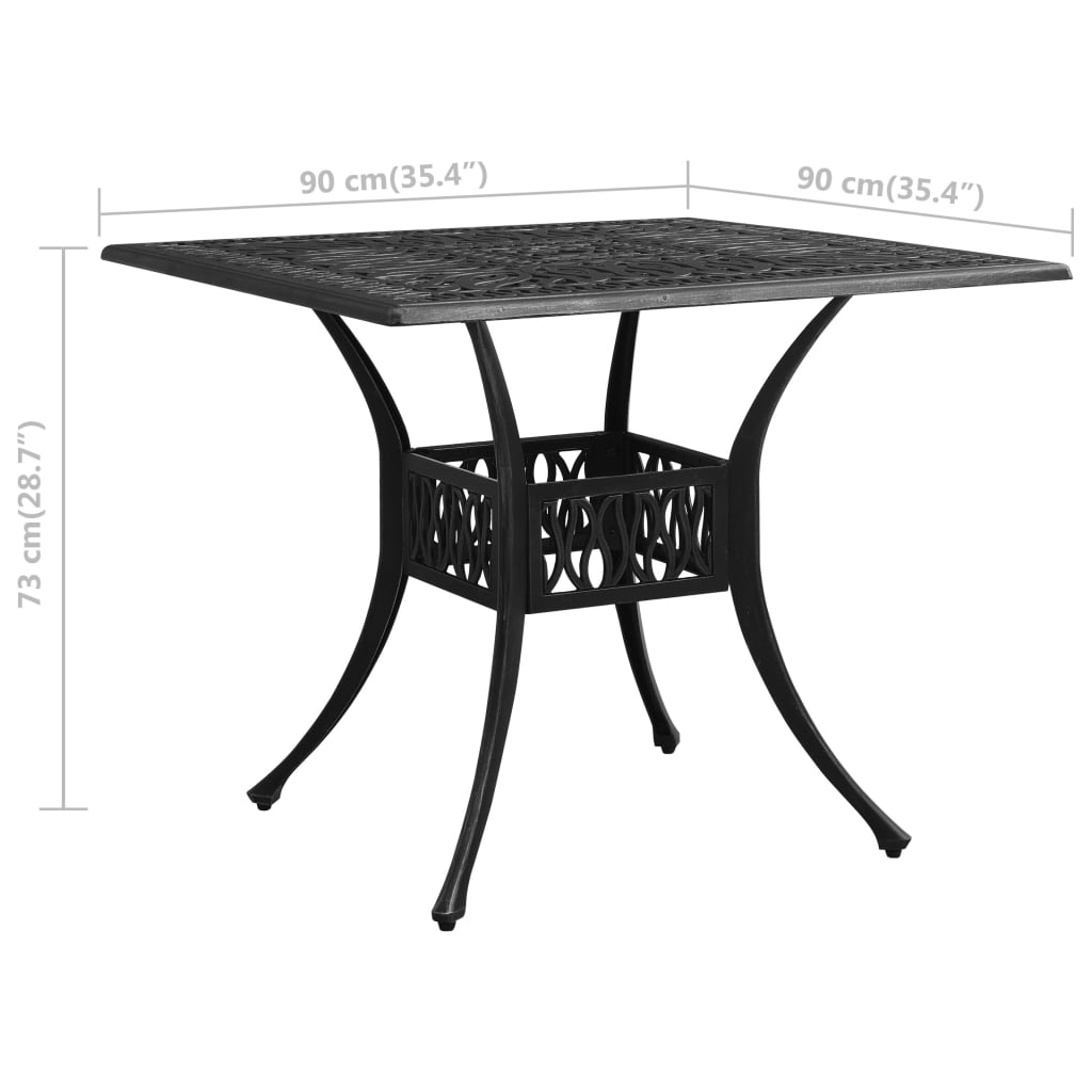 Tavolo da Giardino Nero 90x90x73 cm in Alluminio Pressofuso | homemem39