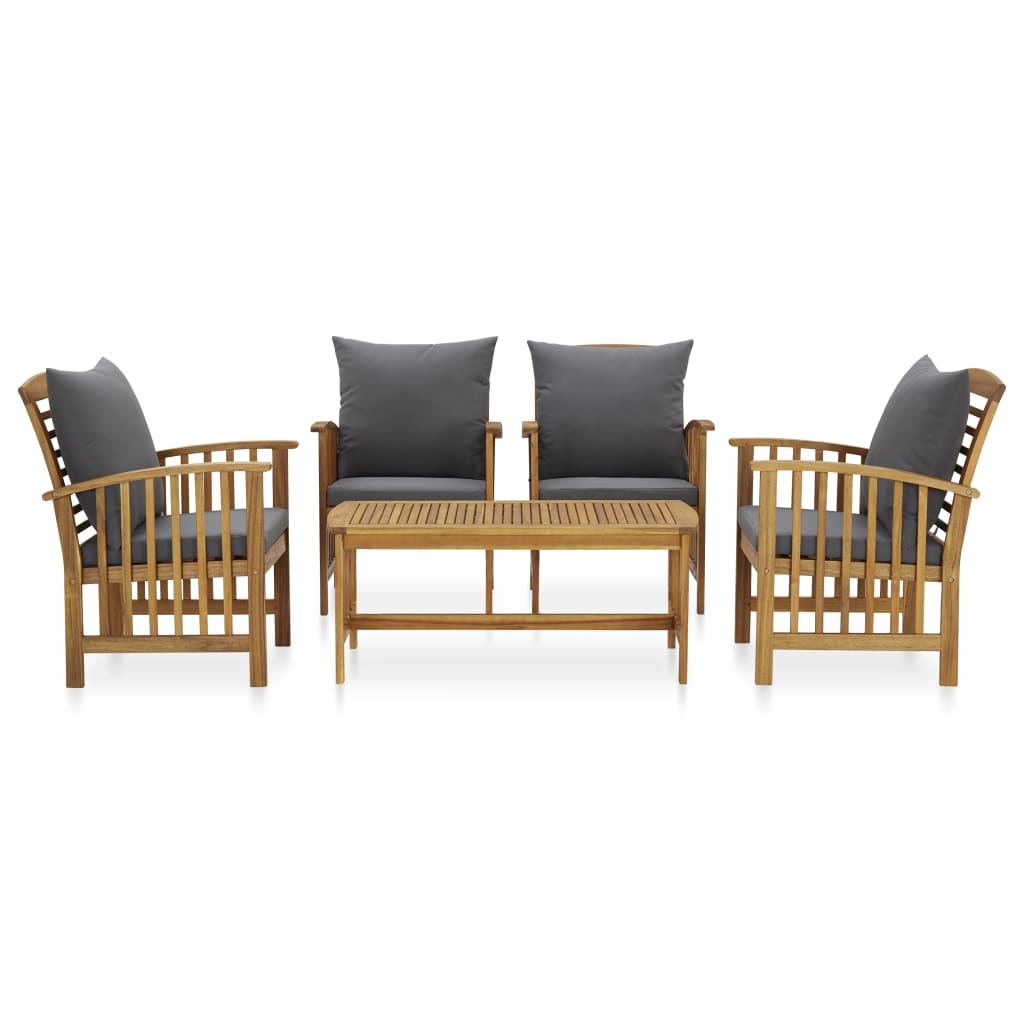Set Divani da Giardino 5 pz con Cuscini in Massello di Acacia - homemem39