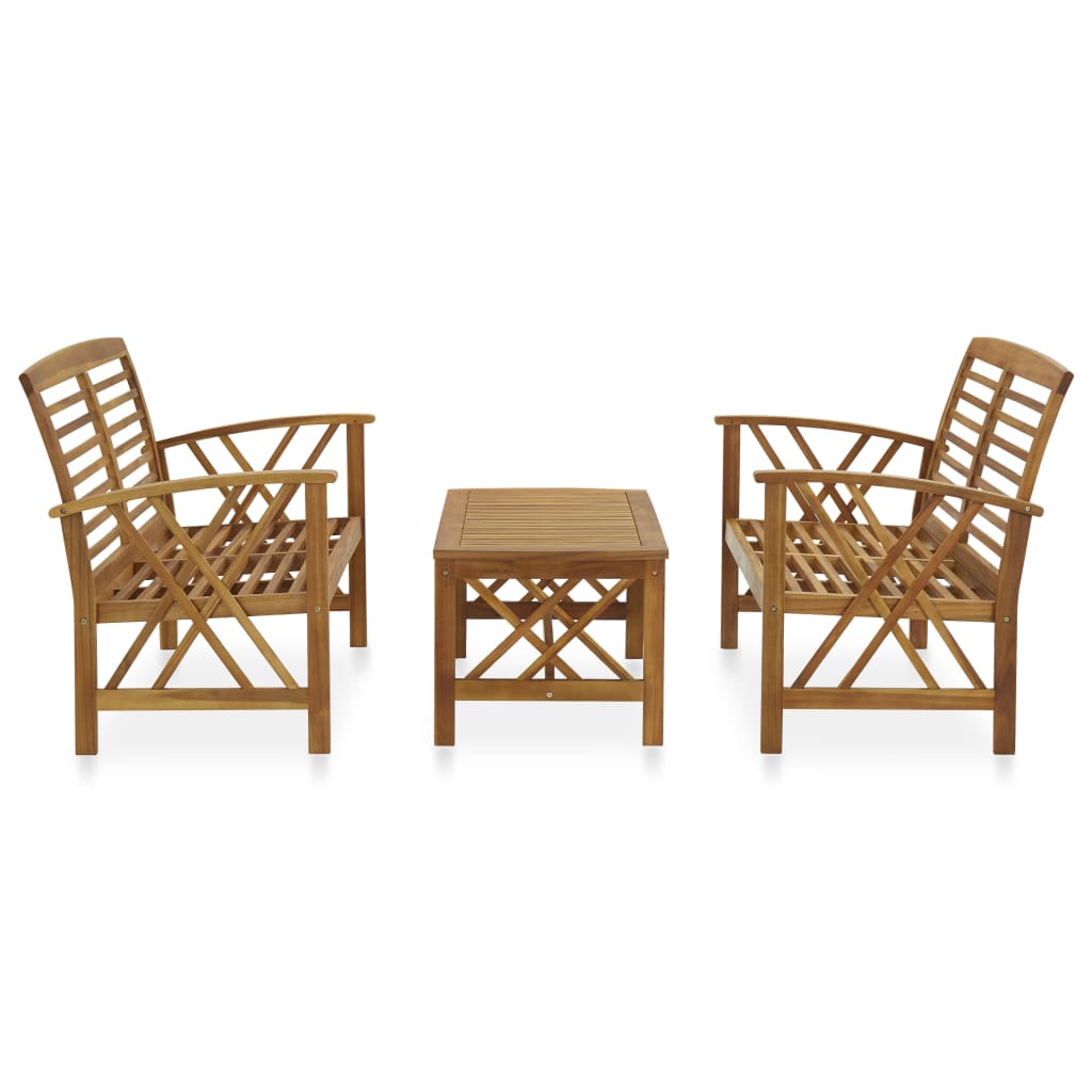 3-piece Garden Sofa Set in Solid Acacia Wood