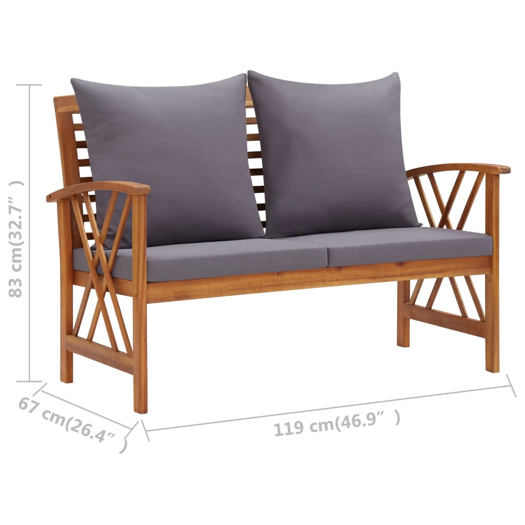 Set Divani da Giardino 3 pz con Cuscini in Massello di Acacia - homemem39