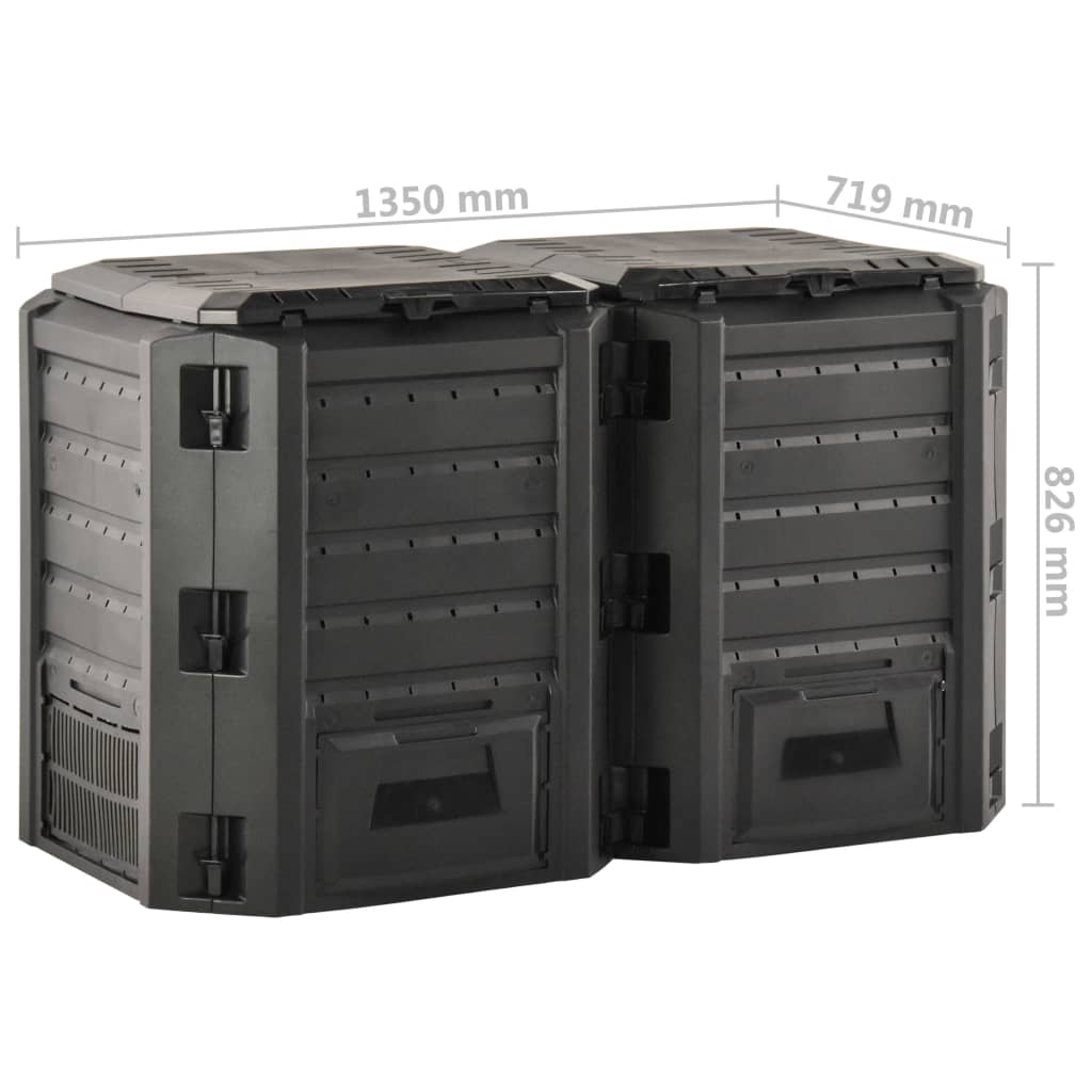 Compostiera da Giardino Nera 800 L | homemem39