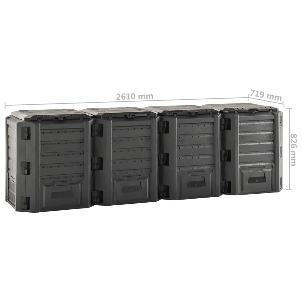 Compostiera da Giardino Nera 1600 L | homemem39