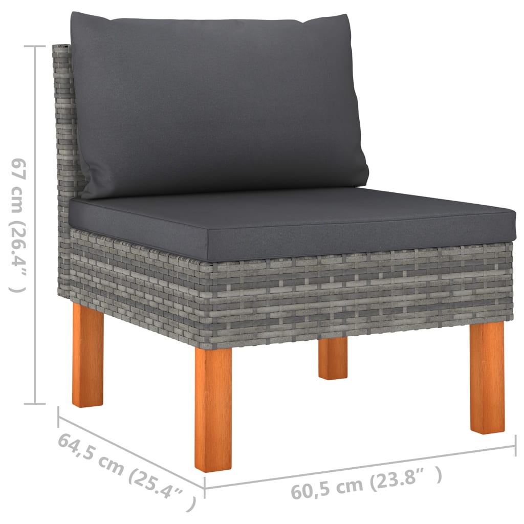 Divani Centrali 2 pz Polyrattan e Legno Massello di Eucalipto | homemem39