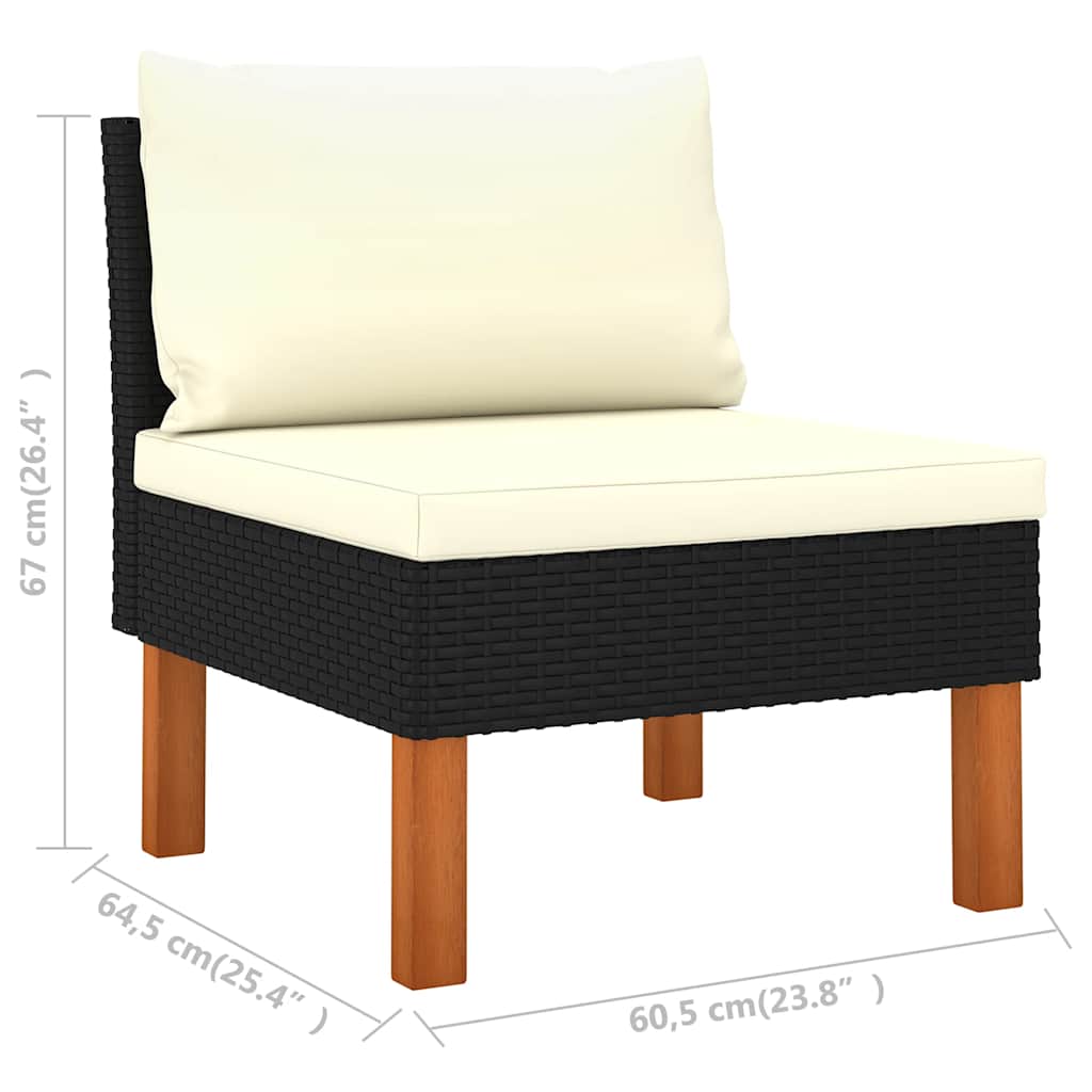 Poltrone Centrali 3 pz Polyrattan e Legno Massello di Eucalipto | homemem39