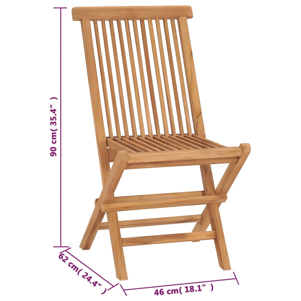 Sedie da Giardino Pieghevoli 4 pz in Legno Massello di Teak