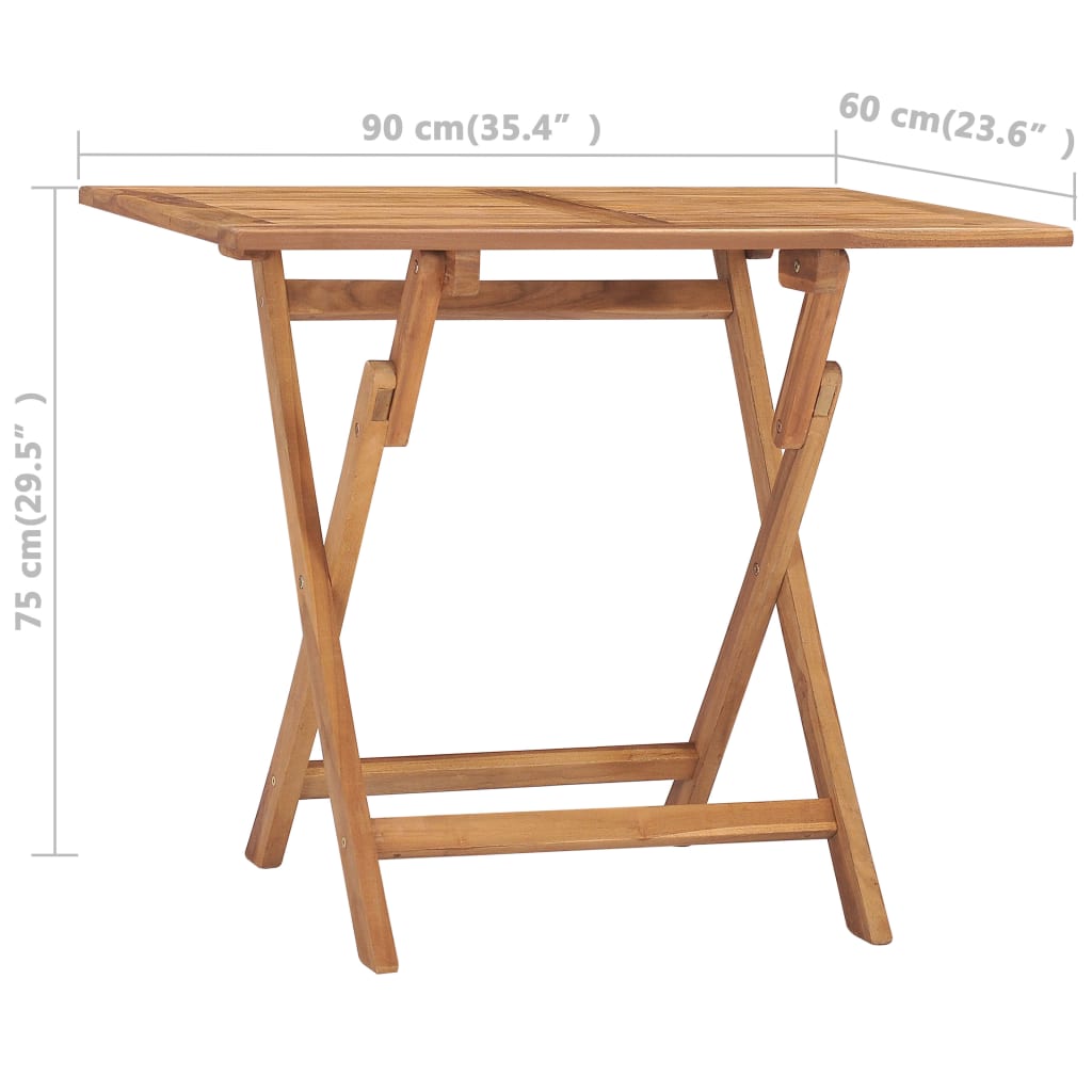 Tavolo da Giardino Pieghevole 90x60x75 cm in Massello di Teak | homemem39