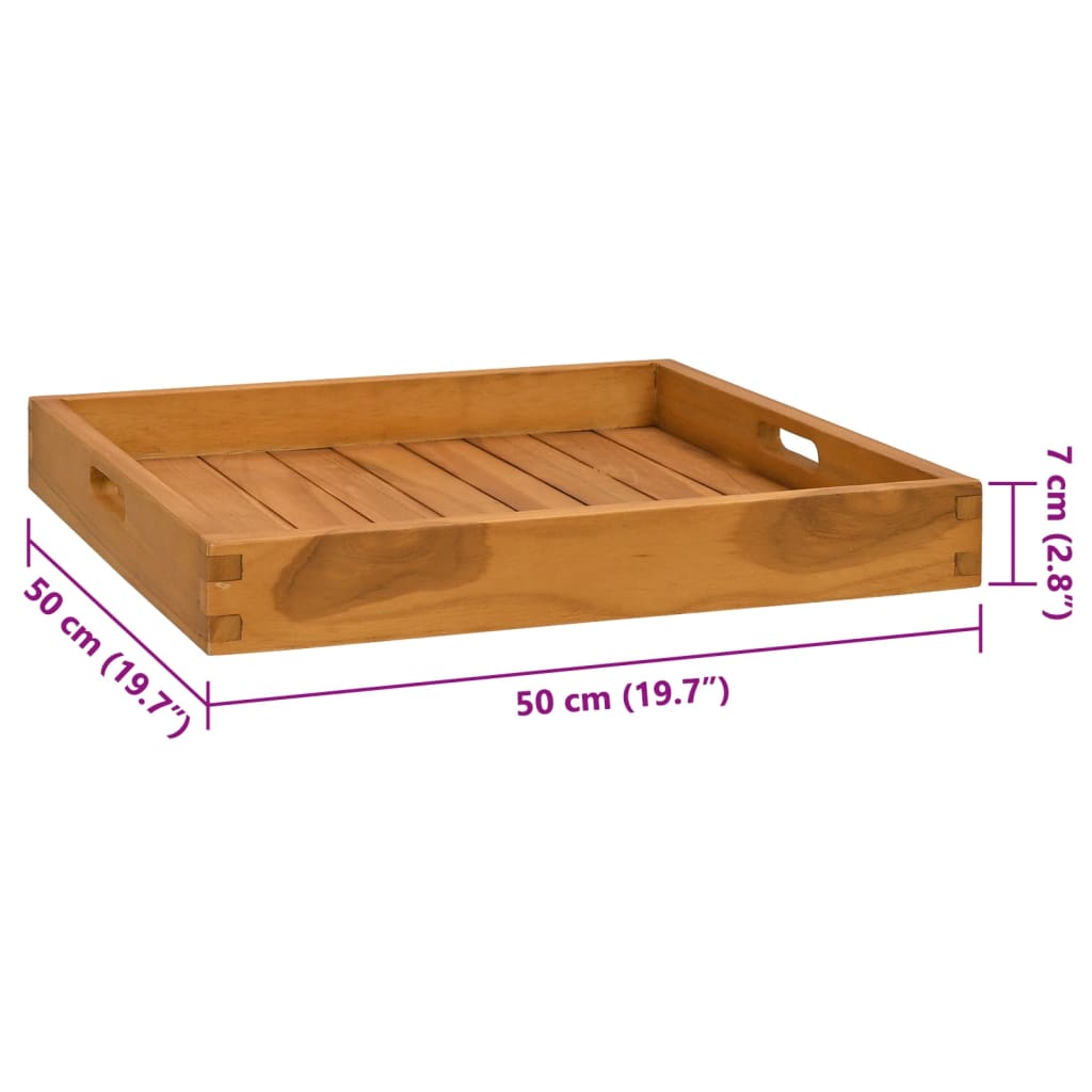 Vassoio da Portata 50x50 cm in Legno Massello di Teak - homemem39