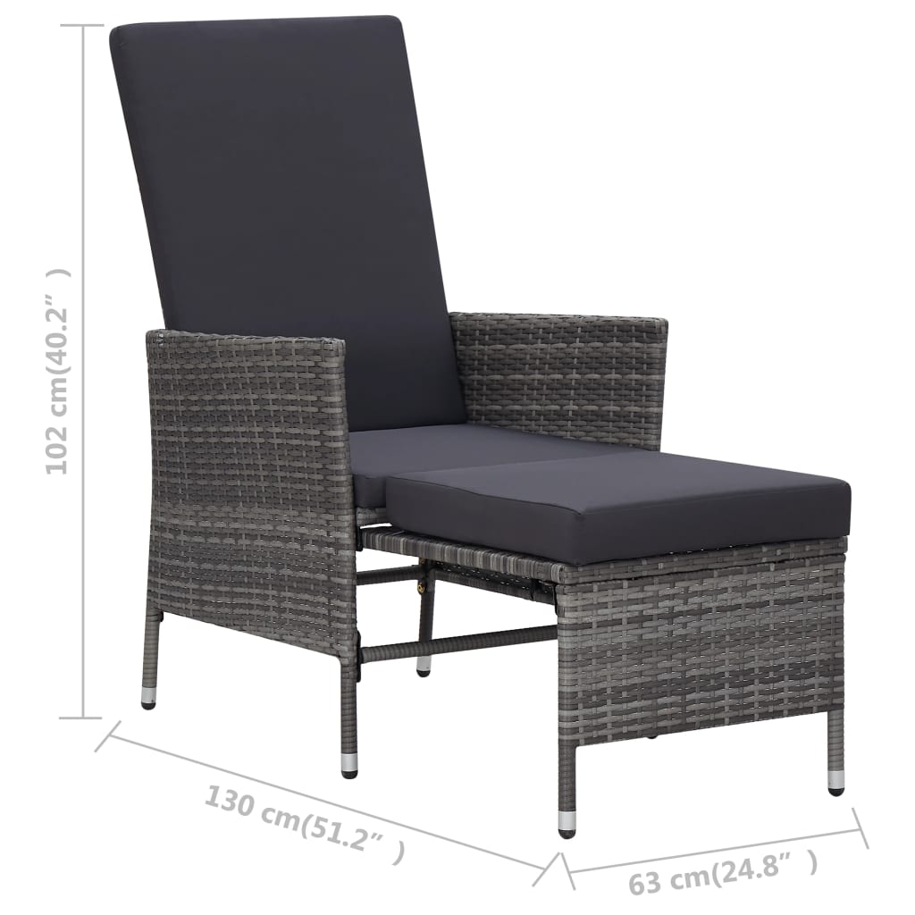 Set Divani da Giardino 3 pz con Cuscini in Polyrattan Grigio - homemem39