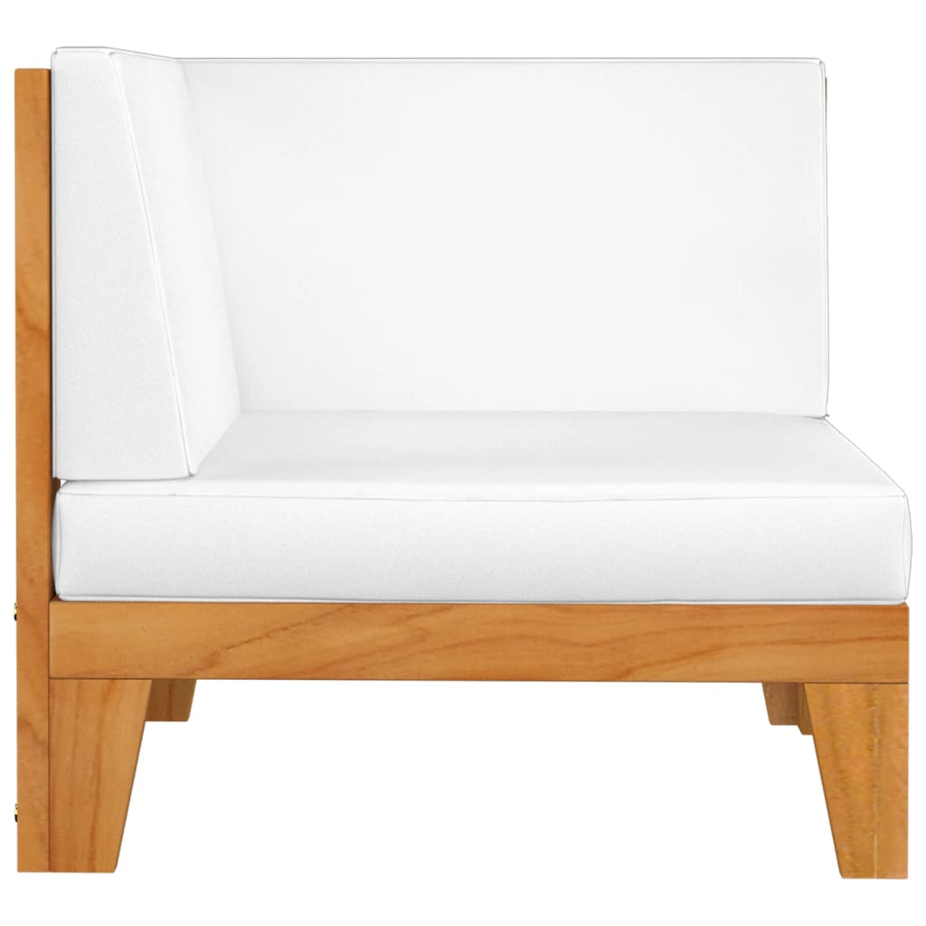 2 Seater Sofa with Cream White Cushions in Solid Acacia