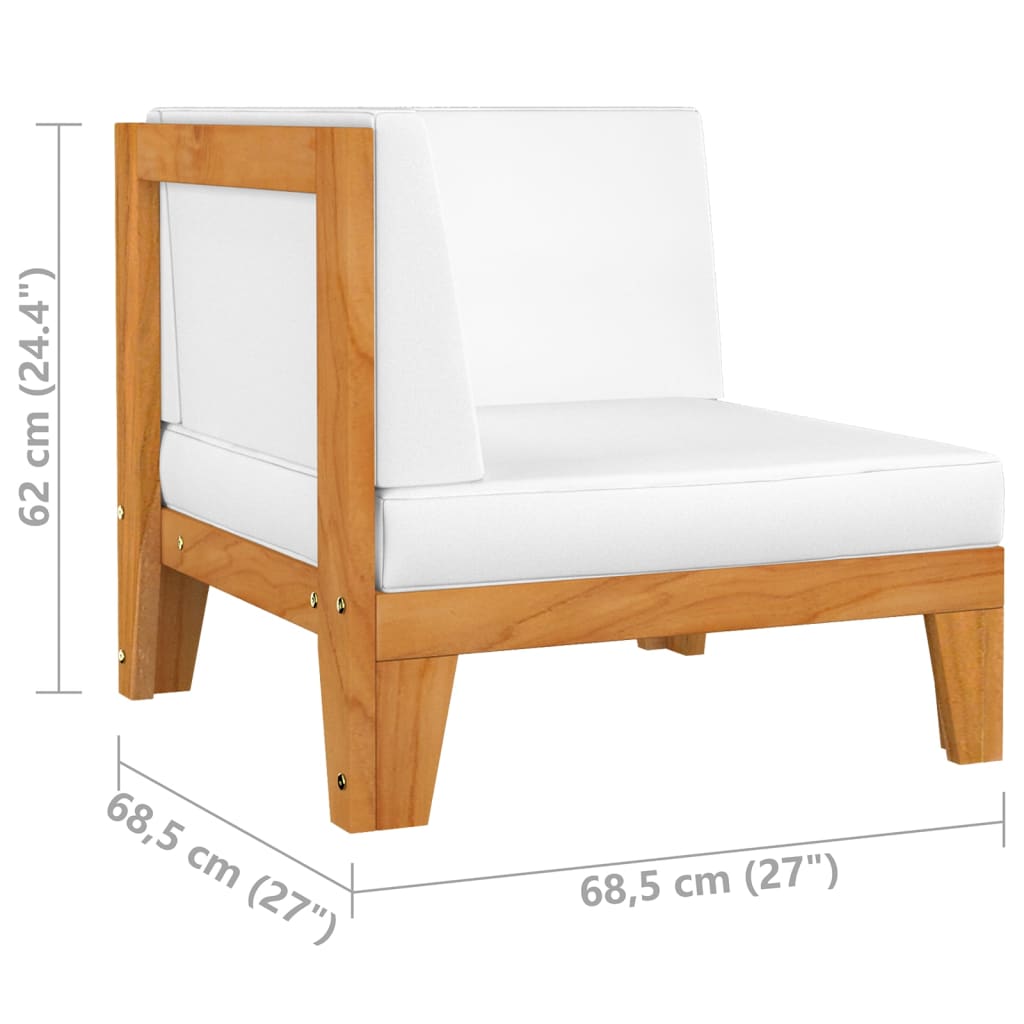 2 Seater Sofa with Cream White Cushions in Solid Acacia