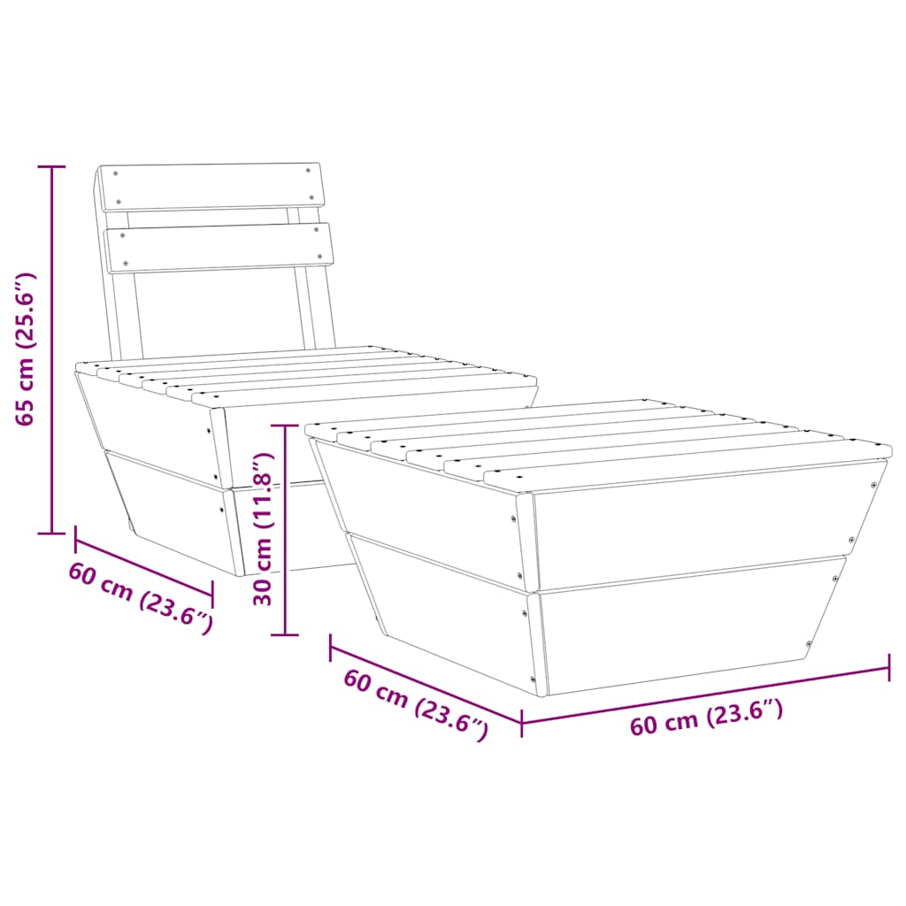 Set Divani da Giardino 2 pz in Legno di Abete Impregnato