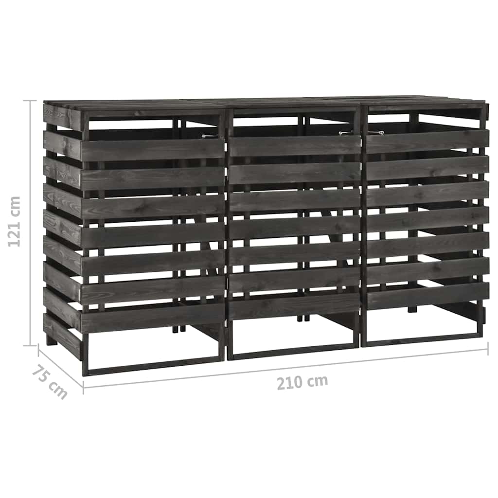 Copribidone Triplo 210x75x121 cm in Legno di Pino Verniciato | homemem39