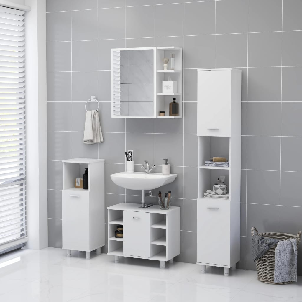 Armadietto a Specchio Bianco 62,5x20,5x64 cm Legno Multistrato - homemem39
