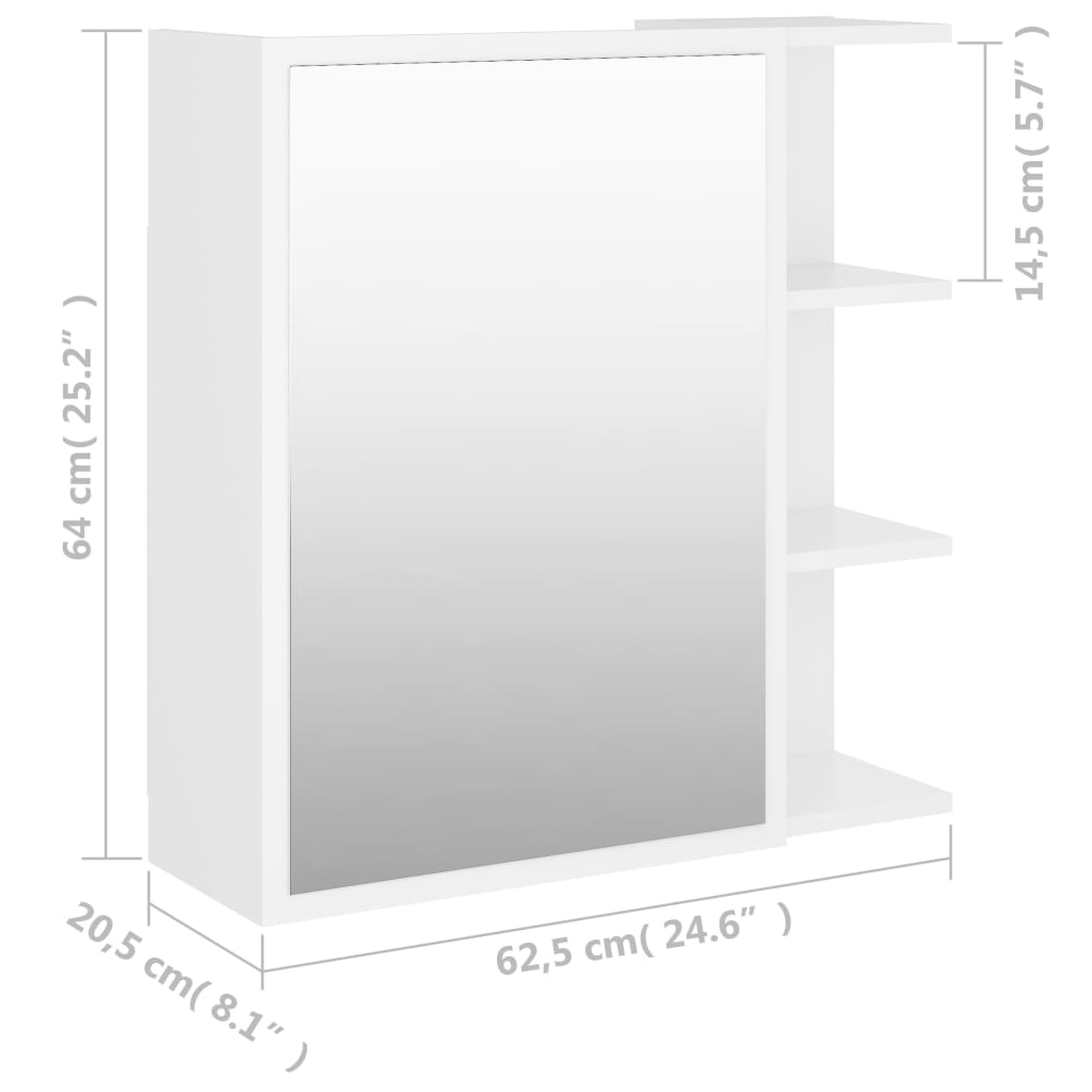 Armadietto a Specchio Bianco 62,5x20,5x64 cm Legno Multistrato | homemem39