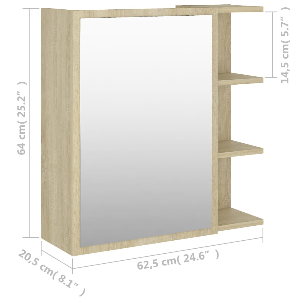 Mobile Bagno con Specchio Rovere Sonoma 62,5x20,5x64Multistrato | homemem39