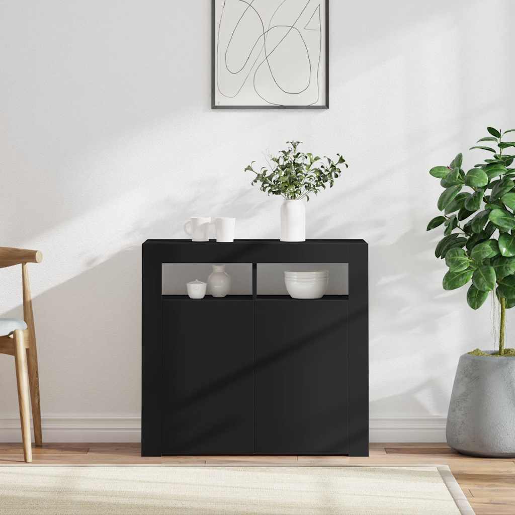 Credenza con Luci LED Nera 80x35x75 cm - homemem39