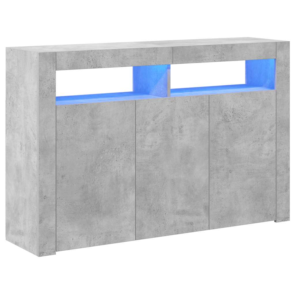 Credenza con Luci LED Grigio Cemento 115,5x30x75 cm - homemem39