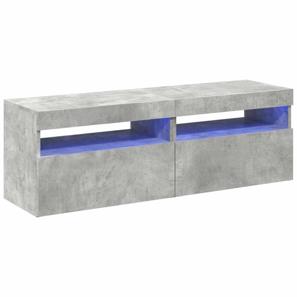 TV Stand with LED Lights 2 pcs Cement Gray 60x35 cm