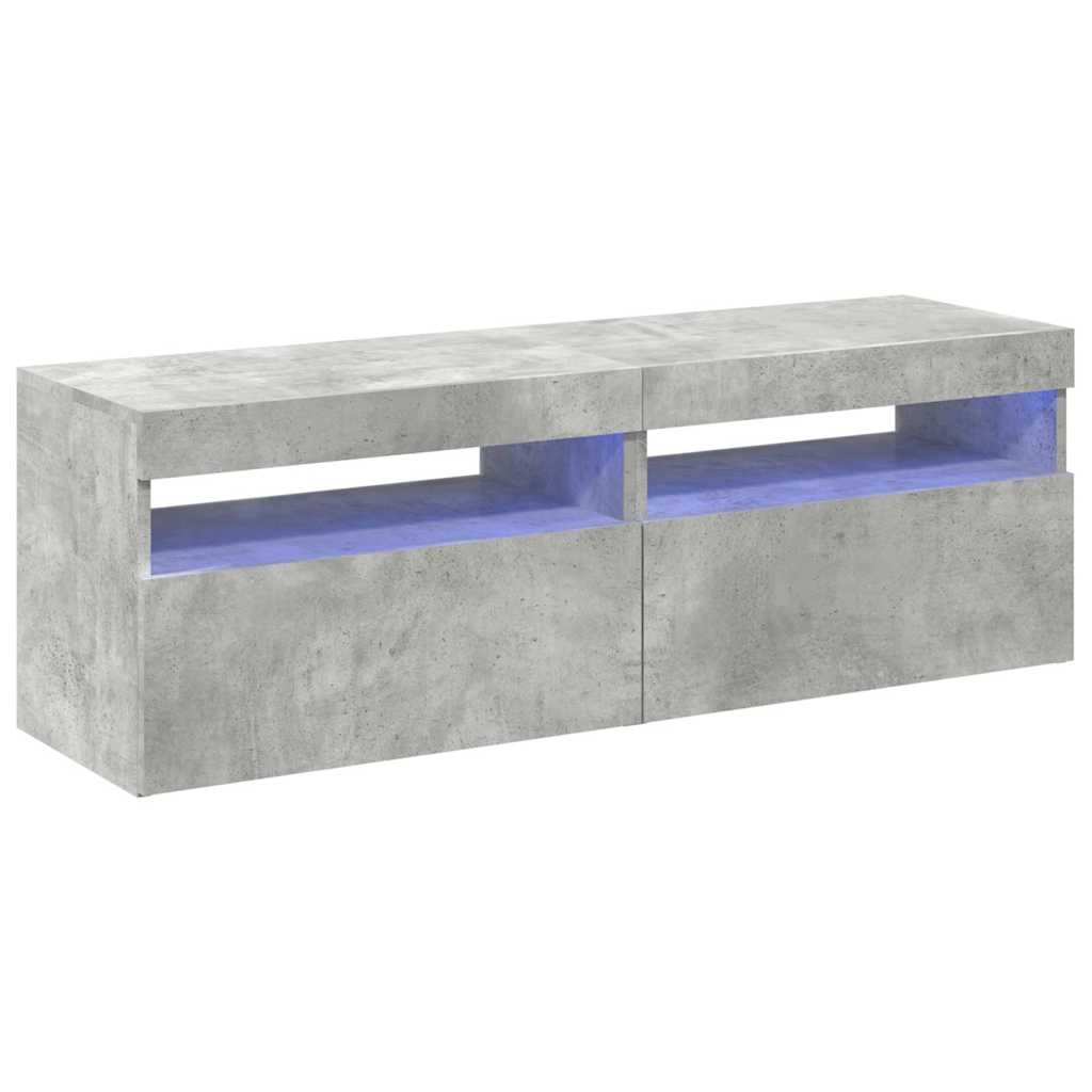 TV Stand with LED Lights 2 pcs Cement Gray 60x35 cm