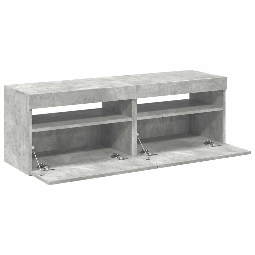 TV Stand with LED Lights 2 pcs Cement Gray 60x35 cm