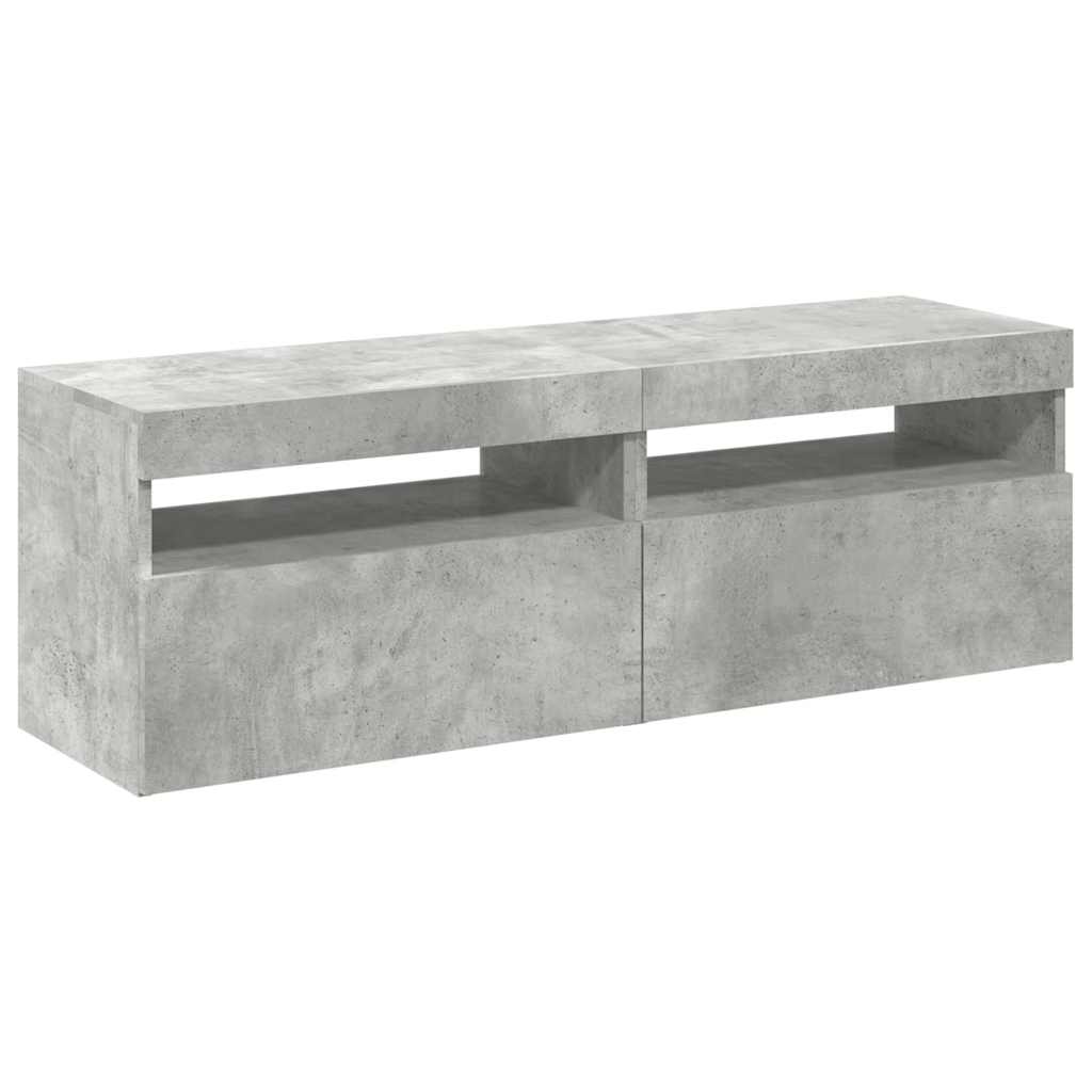 TV Stand with LED Lights 2 pcs Cement Gray 60x35 cm