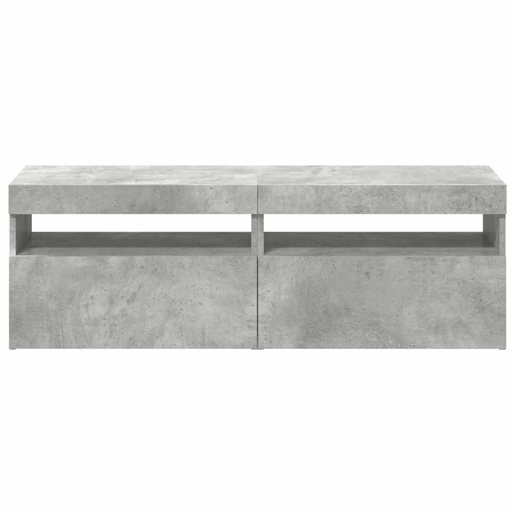 TV Stand with LED Lights 2 pcs Cement Gray 60x35 cm