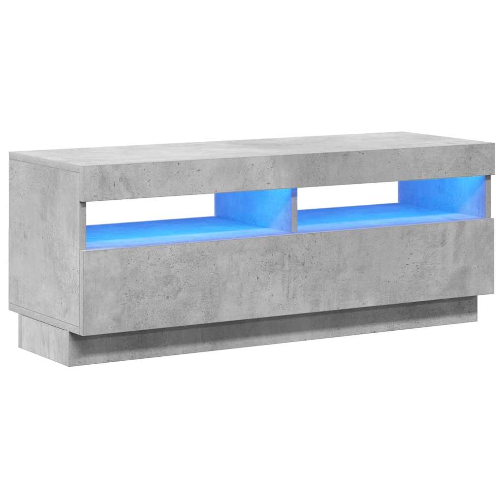 Mobile Porta TV con Luci LED Grigio Cemento 100x35x40 cm