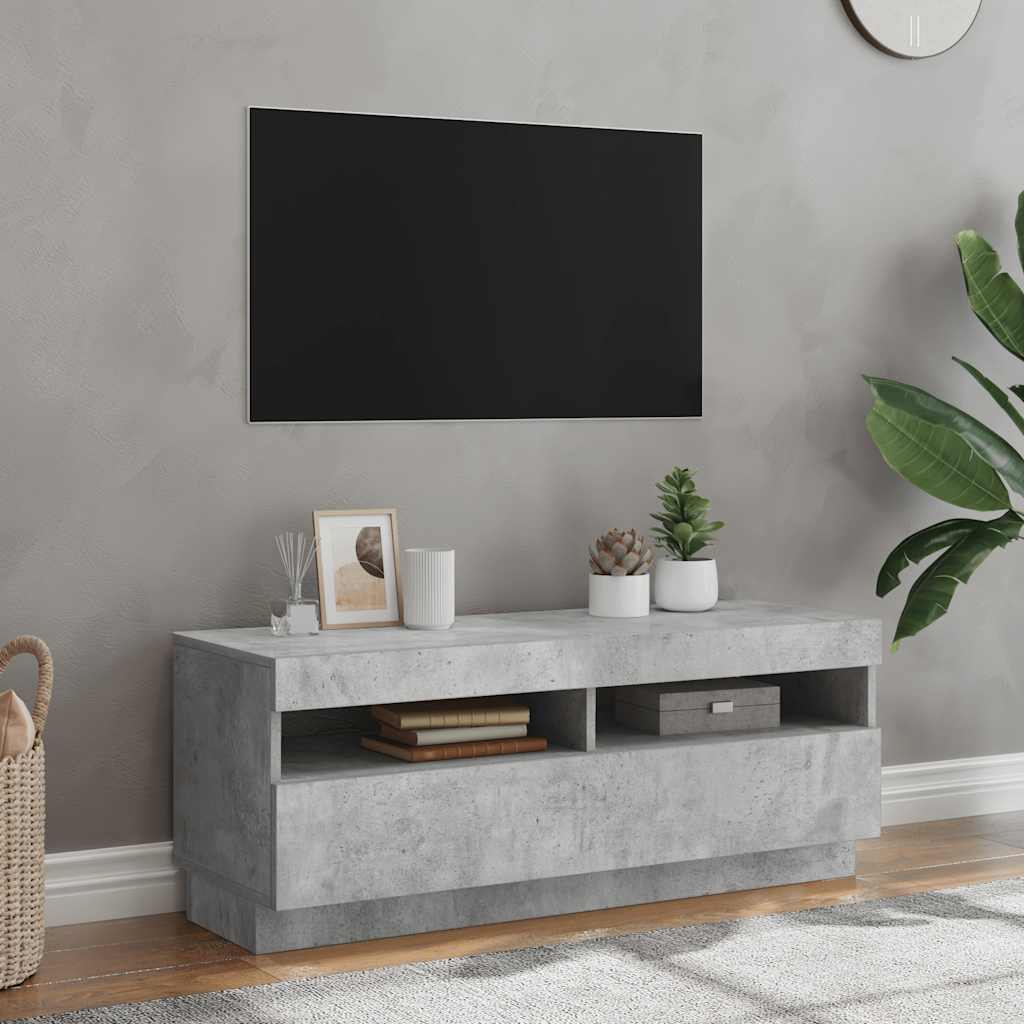 Mobile Porta TV con Luci LED Grigio Cemento 100x35x40 cm