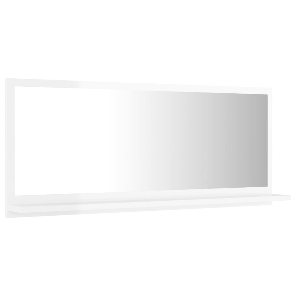 Specchio da Bagno Bianco Lucido 90x10,5x37 cm Legno Multistrato - homemem39