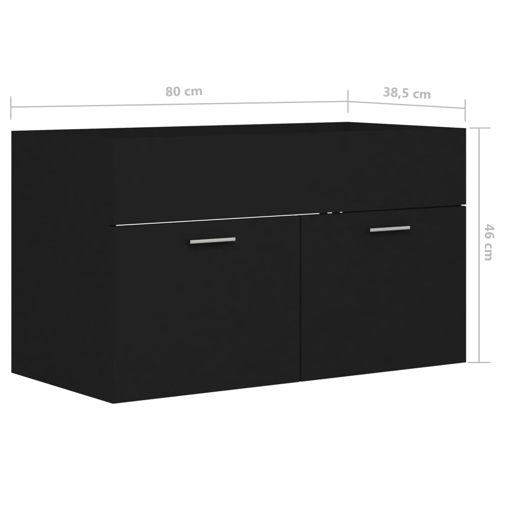 Mobile Sottolavabo Nero 80x38,5x46 cm in Legno Multistrato | homemem39