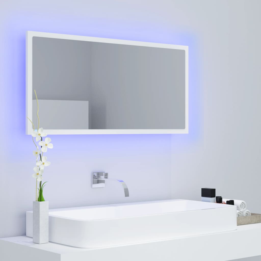 Specchio da Bagno con LED Bianco 90x8,5x37 cm in Acrilico | homemem39