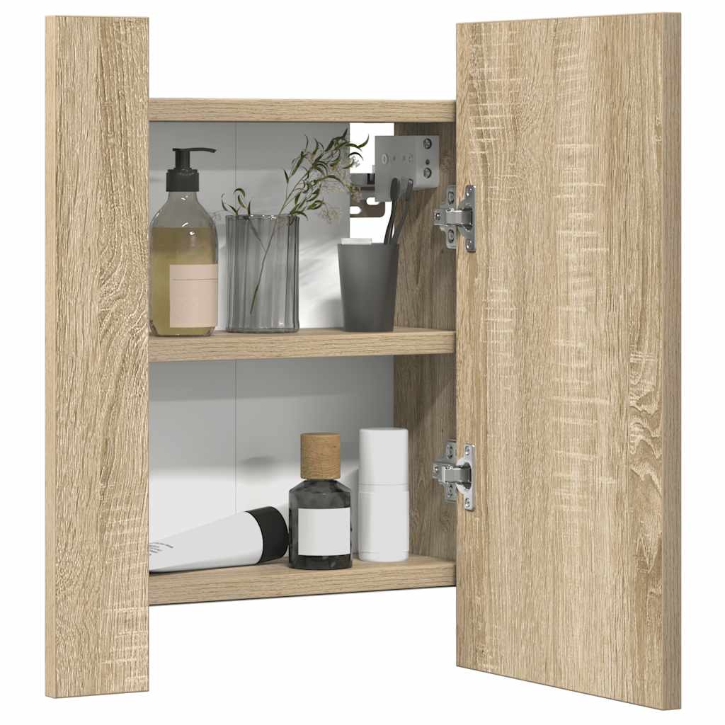 Armadietto a Specchio con Luci LED Rovere Sonoma in Acrilico - homemem39