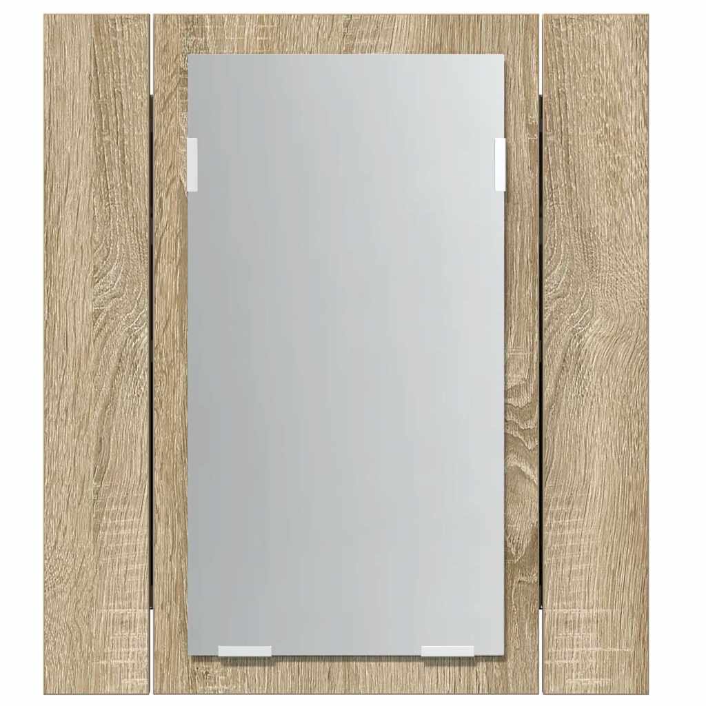 Armadietto a Specchio con Luci LED Rovere Sonoma in Acrilico - homemem39