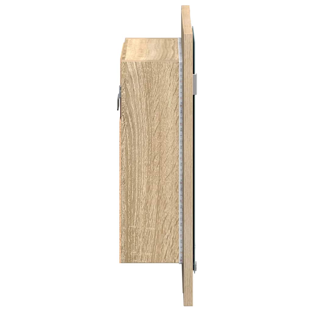 Armadietto a Specchio con Luci LED Rovere Sonoma in Acrilico - homemem39