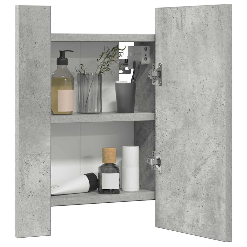 Armadietto a Specchio con Luci LED Grigio Cemento in Acrilico - homemem39