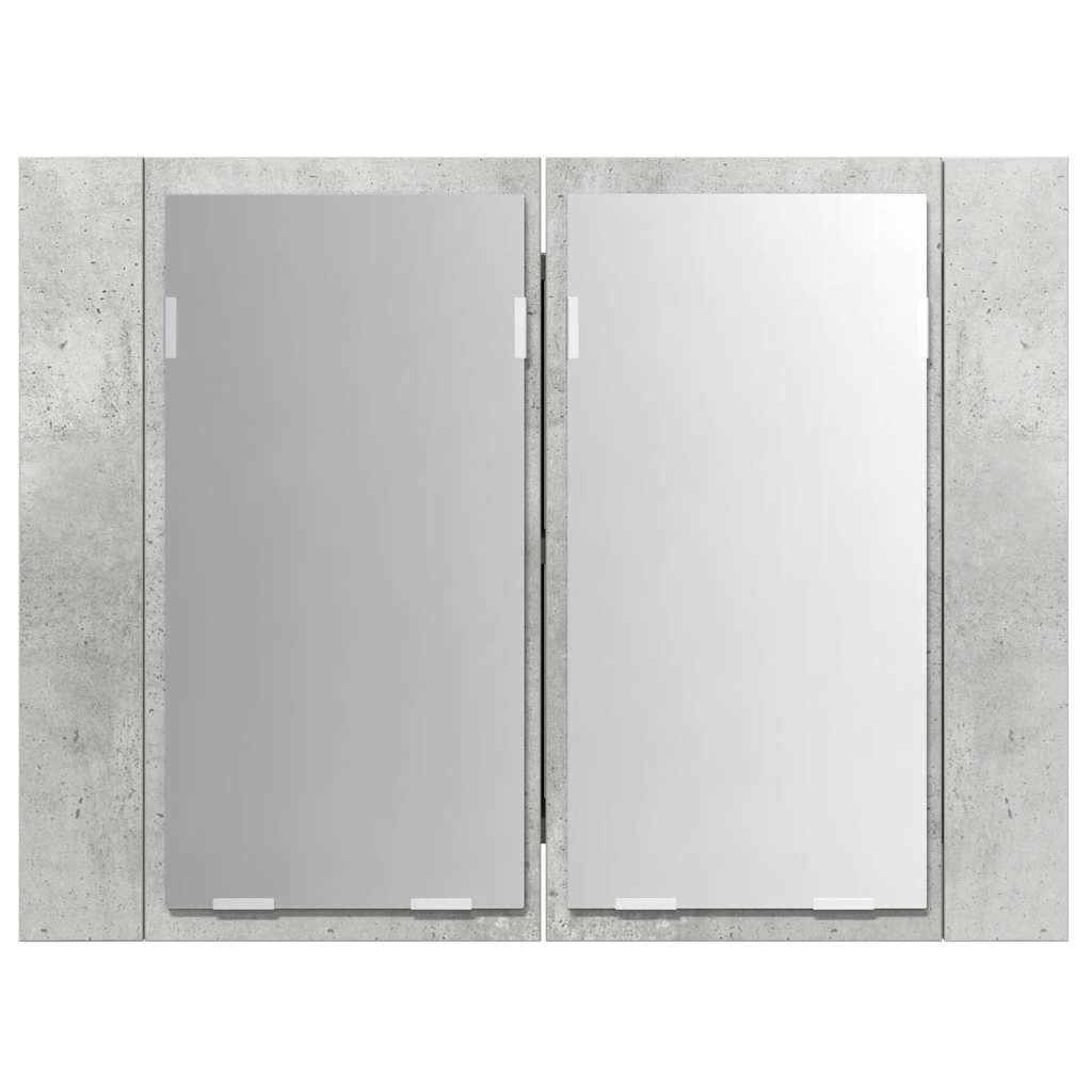 Armadietto a Specchio con Luci LED Grigio Cemento in Acrilico - homemem39