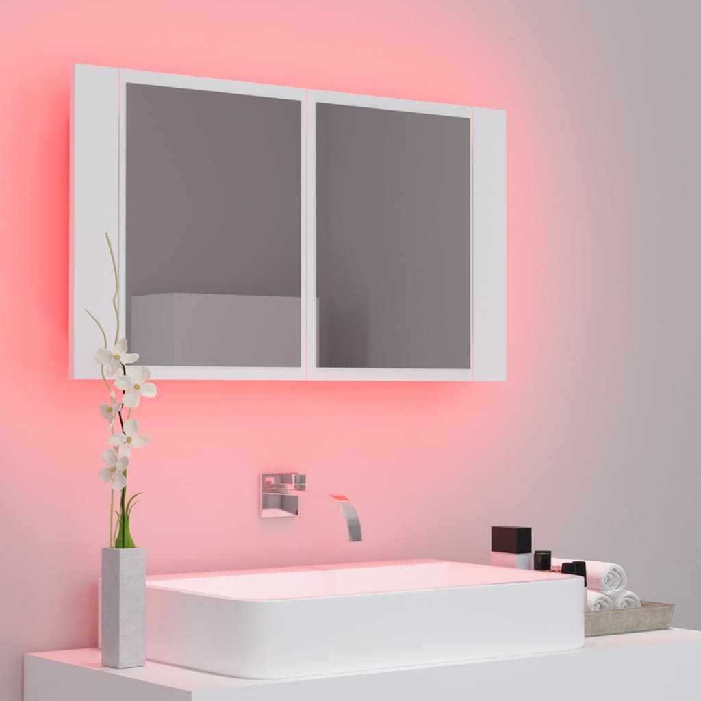 Armadietto a Specchio con Luci LED Bianco 80x12x45 in Acrilico - homemem39