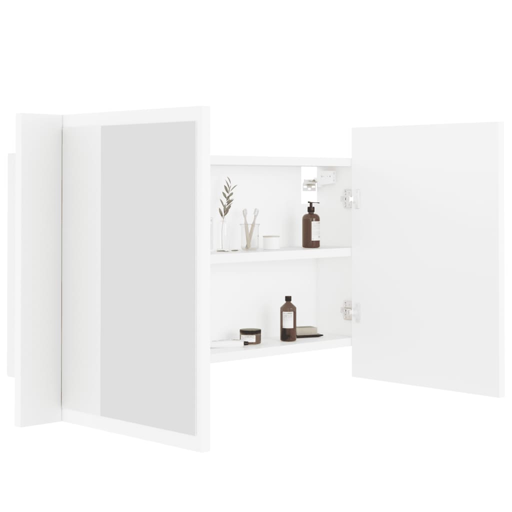 Armadietto a Specchio con Luci LED Bianco 80x12x45 in Acrilico - homemem39
