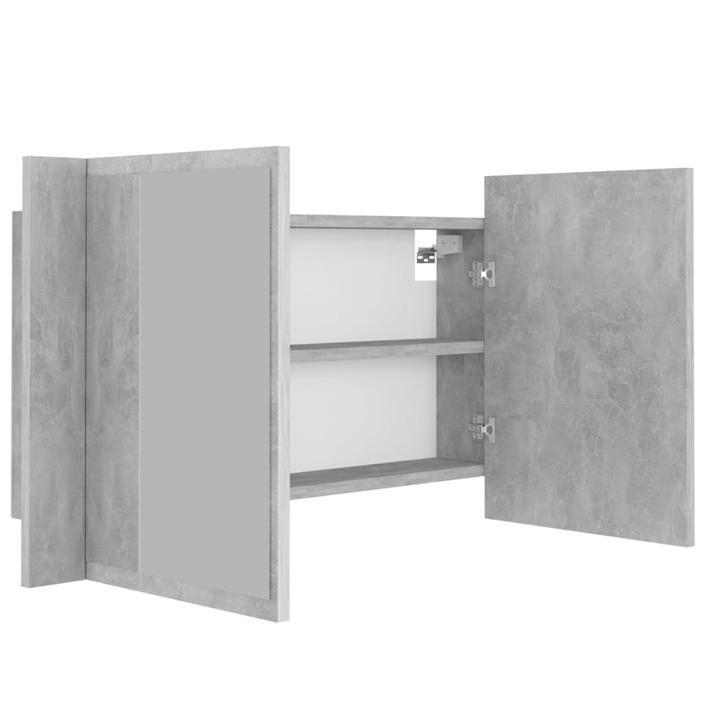 Armadietto a Specchio con Luci LED Grigio Cemento in Acrilico | homemem39