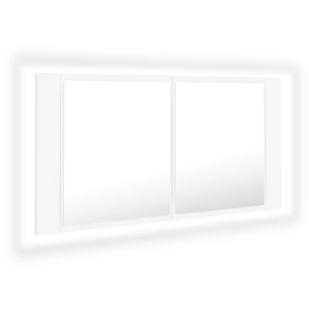 Armadietto a Specchio con Luci LED Bianco 90x12x45 in Acrilico - homemem39