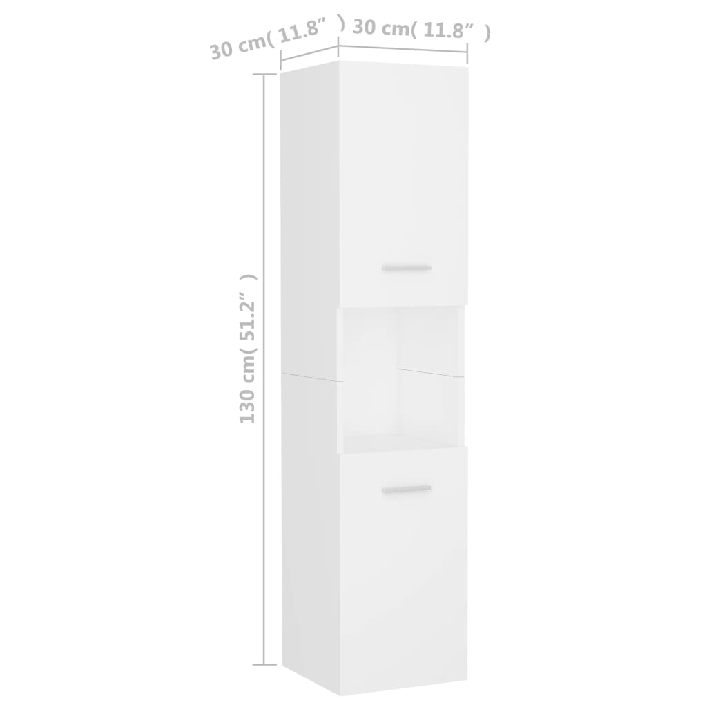 Mobile da Bagno Bianco 30x30x130 cm in Legno Multistrato | homemem39