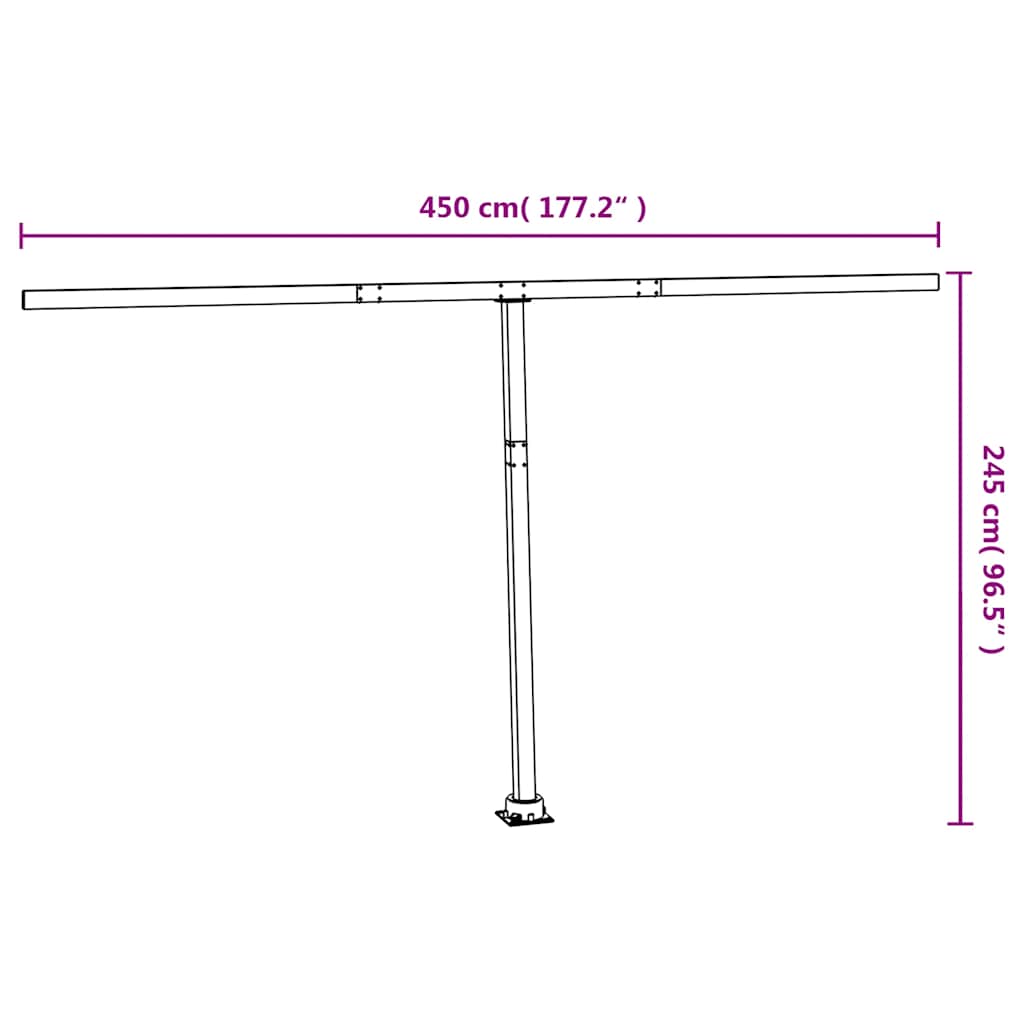 Set Pali per Tenda da Sole Bianco 450x245 cm Ferro - homemem39