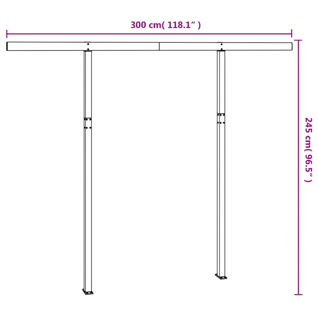 Set Pali per Tenda da Sole Bianco 300x245 cm Ferro | homemem39