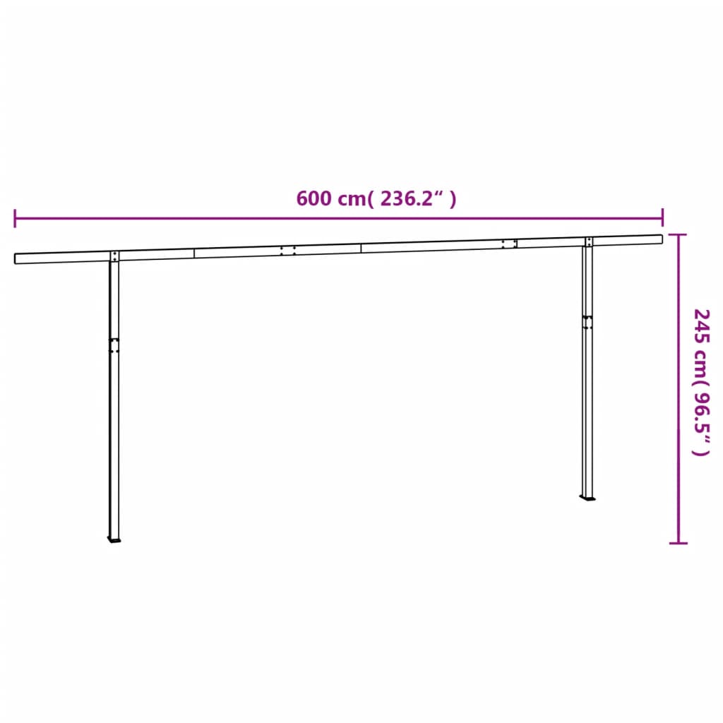 Set Pali per Tenda da Sole Bianco 600x245 cm Ferro